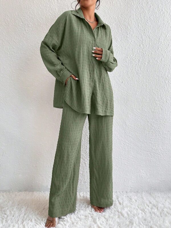 Conjunto Casual de Blusa Suelta y Pantalones con Manga Caída - Image 53