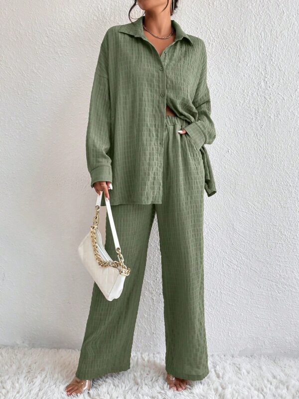 Conjunto Casual de Blusa Suelta y Pantalones con Manga Caída - Image 56