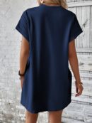 Vestido Casual Manga Murciélago con Bolsillo Oculto
