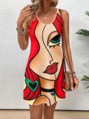 Vestido Bodycon sin Mangas con Estampado de Moda