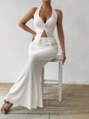 Set de Verano Top Halter con Nudo Frontal y Falda Sirena