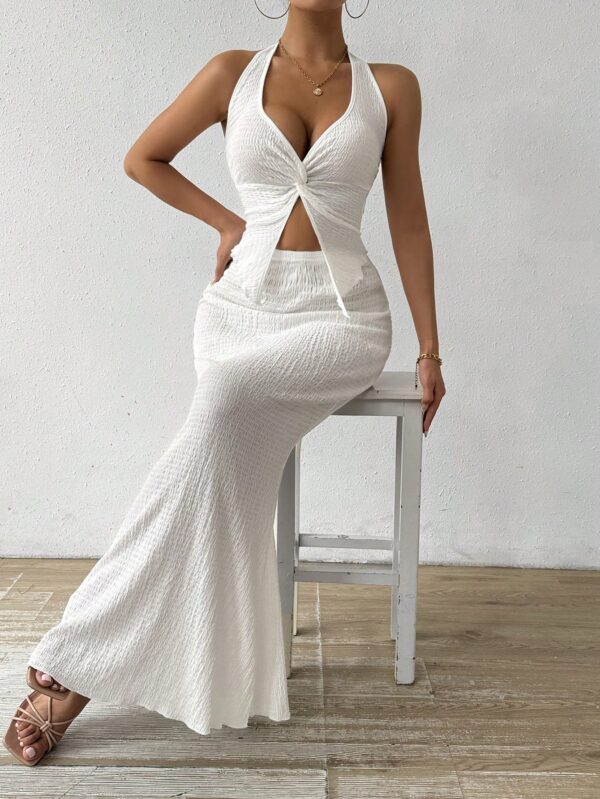 Set de Verano Top Halter con Nudo Frontal y Falda Sirena - Image 20