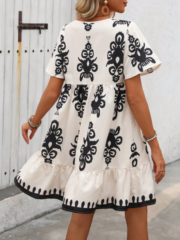 Vestido Bohemio Playa con Estampado Floral y Lazo en Escote - Image 8