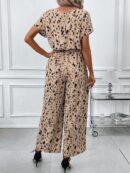 Mono Elegante de Pierna Ancha con Cinturón y Cuello Redondo