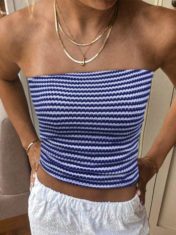 Top de Tubo Texturado sin Hombros y Multicolor para Verano - Image 13