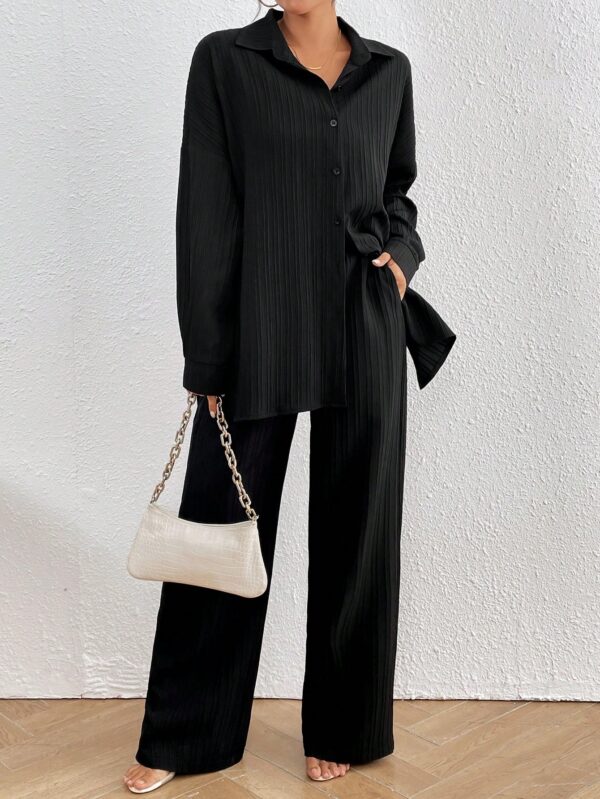Conjunto Casual de Blusa Suelta y Pantalones con Manga Caída - Image 7