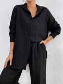 Conjunto Casual de Blusa Suelta y Pantalones con Manga Caída