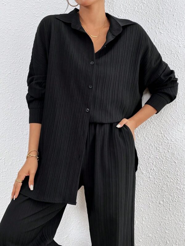 Conjunto Casual de Blusa Suelta y Pantalones con Manga Caída - Image 9