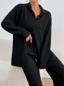 Conjunto Casual de Blusa Suelta y Pantalones con Manga Caída
