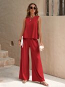 Conjunto Casual Top de Tirantes y Pantalón de Pierna Ancha