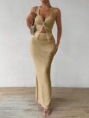 Set de Verano Top Halter con Nudo Frontal y Falda Sirena