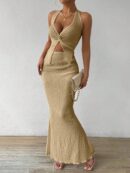 Set de Verano Top Halter con Nudo Frontal y Falda Sirena