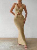 Set de Verano Top Halter con Nudo Frontal y Falda Sirena