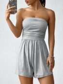 Romper Tubo Ruched Veraniego Sexy de Tiro Alto