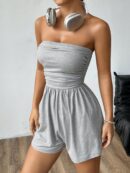 Romper Tubo Ruched Veraniego Sexy de Tiro Alto