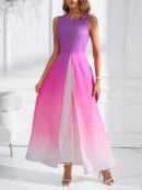 Mono Largo Elegante con Estampado Arcoíris y Abertura Lateral