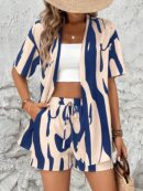 Conjunto Veraniego de Blusa y Shorts con Estampado Geométrico