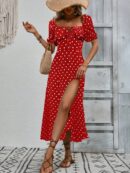 Vestido Largo Boho Floral con Nudo y Abertura en Pierna