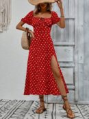 Vestido Largo Boho Floral con Nudo y Abertura en Pierna