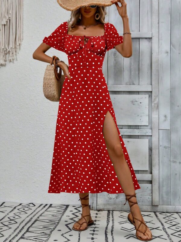 Vestido Largo Boho Floral con Nudo y Abertura en Pierna - Image 96