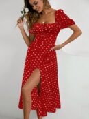 Vestido Largo Boho Floral con Nudo y Abertura en Pierna