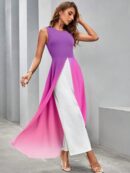 Mono Largo Elegante con Estampado Arcoíris y Abertura Lateral
