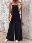 Mono Casual de Pierna Ancha con Tirantes Finos y Espalda Descubierta