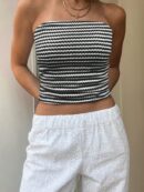 Top de Tubo Texturado sin Hombros y Multicolor para Verano