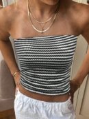 Top de Tubo Texturado sin Hombros y Multicolor para Verano
