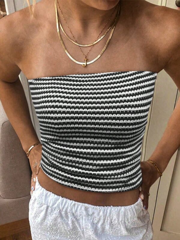Top de Tubo Texturado sin Hombros y Multicolor para Verano - Image 17