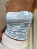 Top de Tubo Texturado sin Hombros y Multicolor para Verano