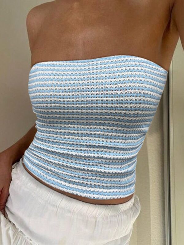 Top de Tubo Texturado sin Hombros y Multicolor para Verano