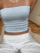 Top de Tubo Texturado sin Hombros y Multicolor para Verano