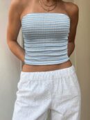Top de Tubo Texturado sin Hombros y Multicolor para Verano
