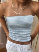 Top de Tubo Texturado sin Hombros y Multicolor para Verano