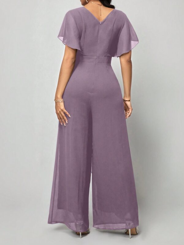 Mono Elegante de Pierna Ancha con Lazo y Mangas Mariposa - Image 108