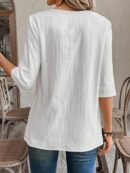 Camisa Casual Manga Larga con Estampado Floral y Cuello Redondo