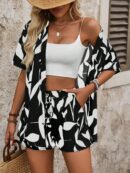 Conjunto Veraniego de Blusa y Shorts con Estampado Geométrico