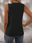 Musculosa de Verano de Color Sólido con Cuello Redondo y Plisado