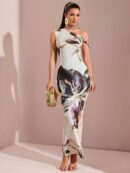 Vestido Bodycon Estampado Floral con Hombro Descubierto