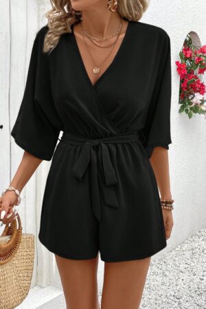 Romper de Verano con Cintura Alta y Textura de Encaje Floral