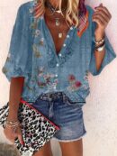 Camisa de Estilo Boho con Estampado Floral Vintage