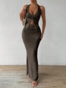 Set de Verano Top Halter con Nudo Frontal y Falda Sirena