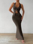 Set de Verano Top Halter con Nudo Frontal y Falda Sirena