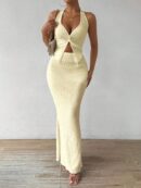 Set de Verano Top Halter con Nudo Frontal y Falda Sirena