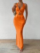 Set de Verano Top Halter con Nudo Frontal y Falda Sirena