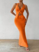 Set de Verano Top Halter con Nudo Frontal y Falda Sirena