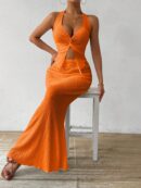 Set de Verano Top Halter con Nudo Frontal y Falda Sirena