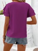 Camisa Casual de Verano con Mangas de Volantes en Color Sólido