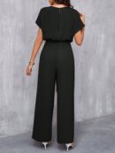 Mono Elegante de Pierna Ancha con Cinturón y Cuello Redondo